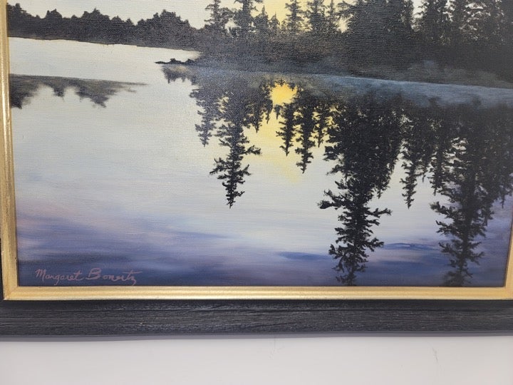 Stunning Lake Landscape reflection painting by Georgia artist Margaret Bonertz. hotsell
