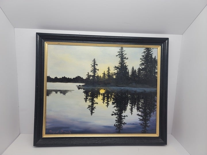Stunning Lake Landscape reflection painting by Georgia artist Margaret Bonertz. hotsell
