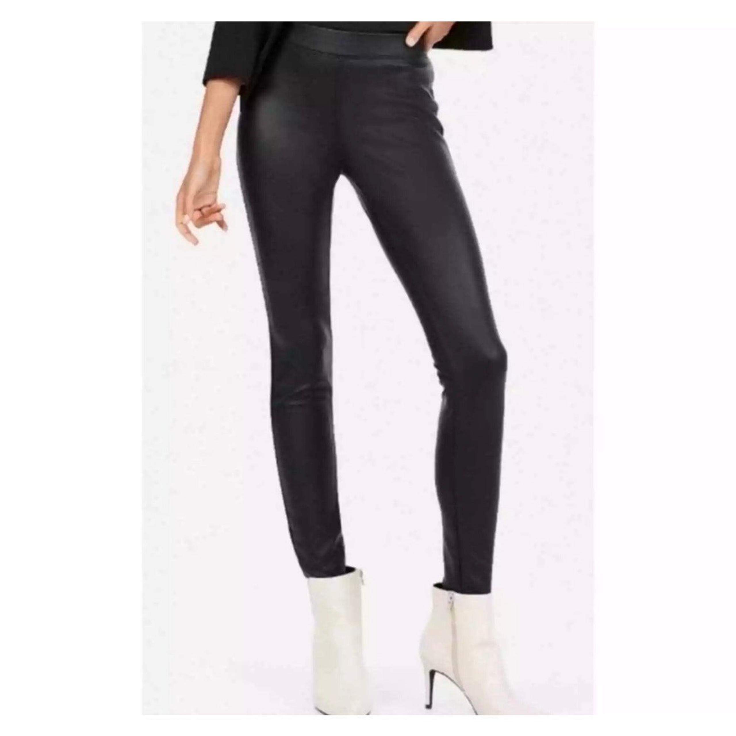 Express Women's Faux Suede Stretch Elastic Waist Skinny Leggings Black SZ Small