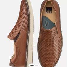 Johnston & Murphy Mens 11.5 M McGuffey Woven Leather Slip On Loafers Shoes Brown