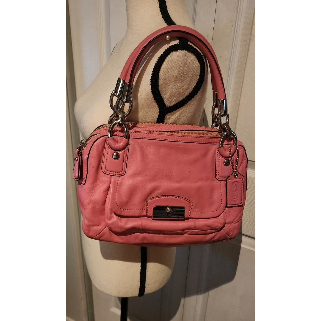 Rare COACH Pink Leather KRISTIN Large Top Zip HOBO ShoulderBag Purse HtF VguC