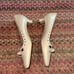 VTG STUART WEITZMAN TAUPE SQUARE TOE KITTEN HEELS