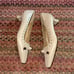 VTG STUART WEITZMAN TAUPE SQUARE TOE KITTEN HEELS