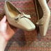 VTG STUART WEITZMAN TAUPE SQUARE TOE KITTEN HEELS