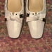 VTG STUART WEITZMAN TAUPE SQUARE TOE KITTEN HEELS