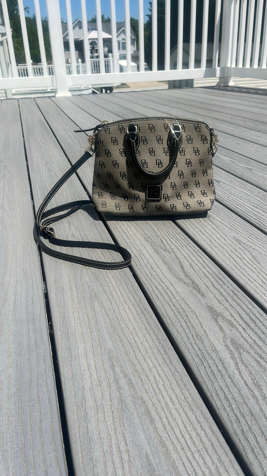 Dooney & Bourke Monogrammed Gray and Black Crossbody