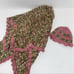 Handmade Matching Baby Green and Pink Cozy Crochet Knit Blanket and Hat Set
