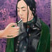 Original Painting woman smoking Acrylic On canvas Size 24”x30”x1.5”