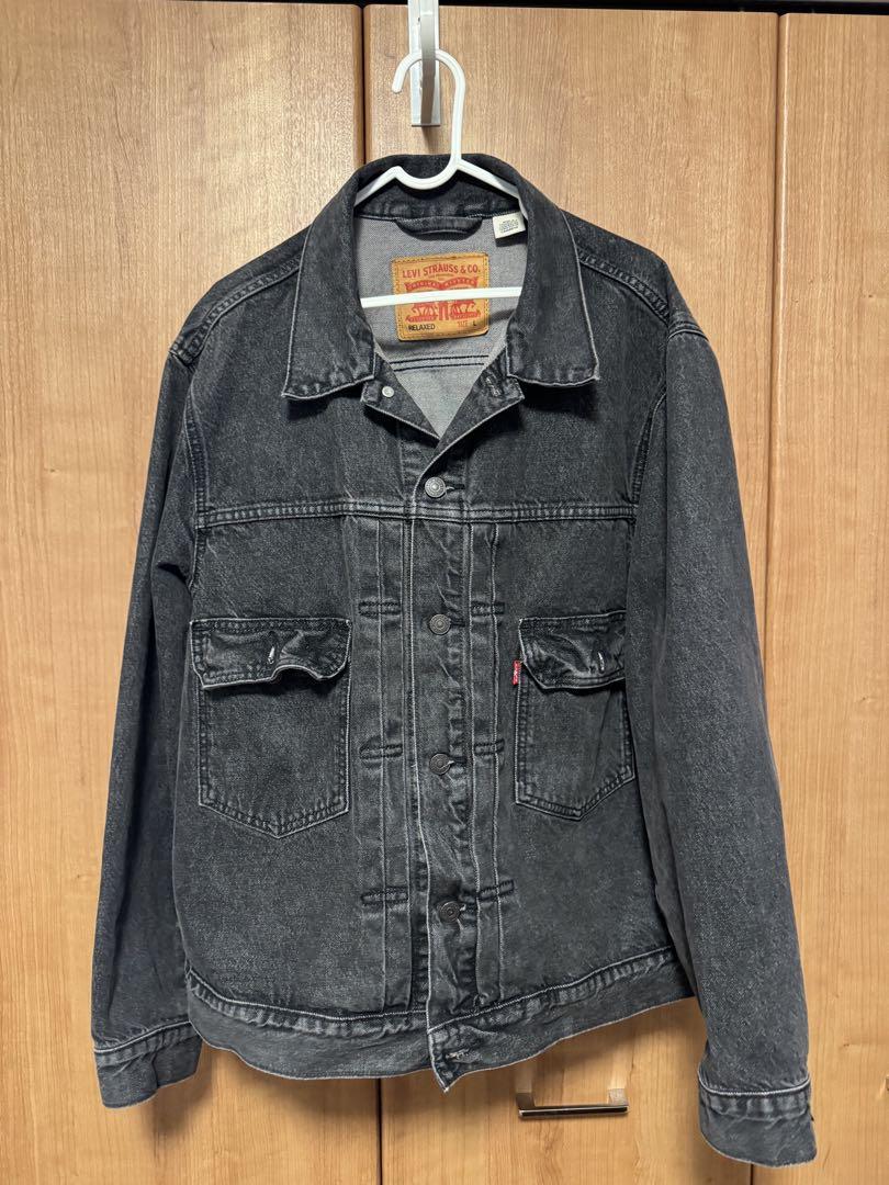 LEVI'S Dark Gray Denim Jacket L RELAXED
