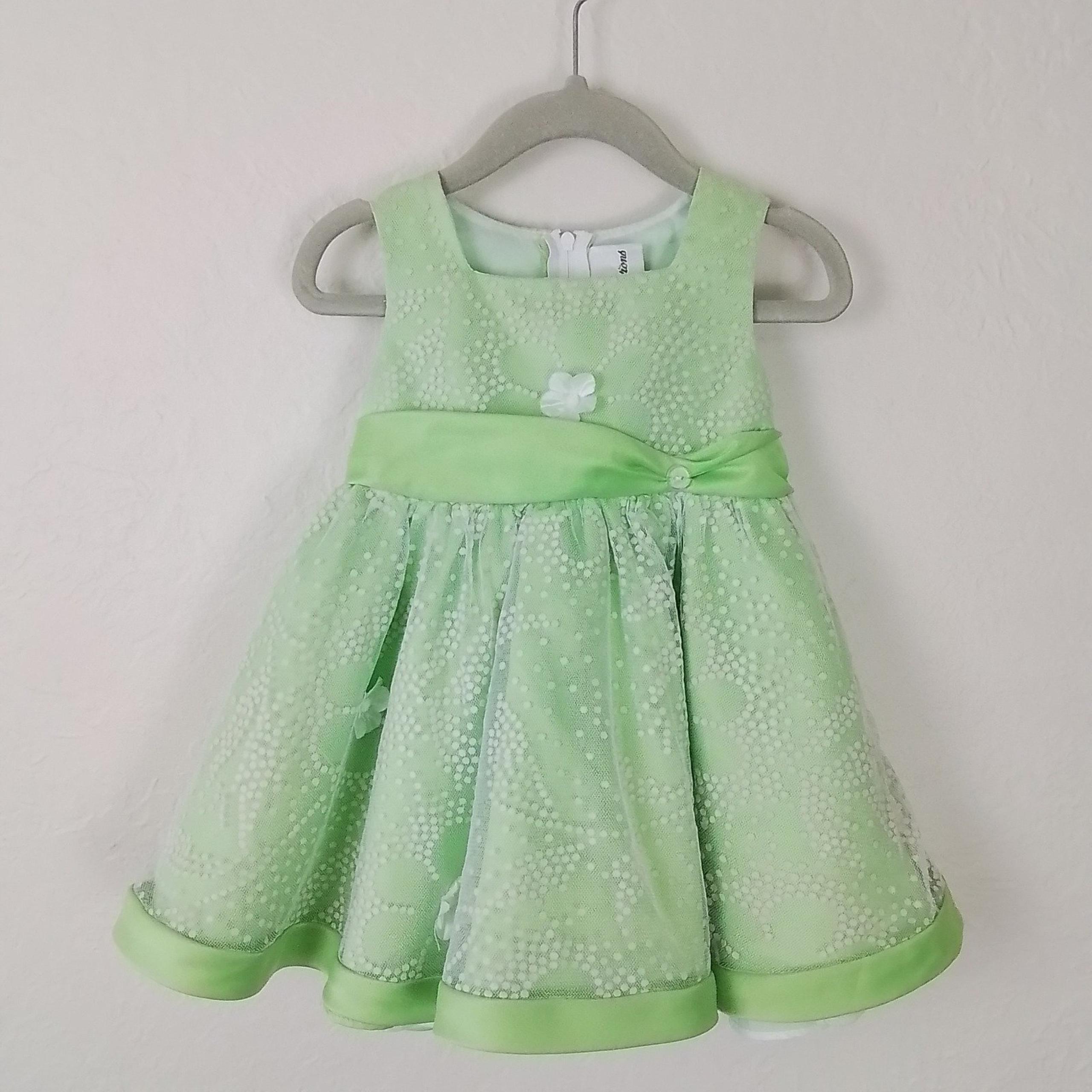 Rare Editions Satin and Lace Style Dress Size 18mo in Pistachio