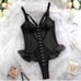 Black Butterfly Ruffle Lace Teddy Bodysuit