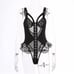 Black Butterfly Ruffle Lace Teddy Bodysuit