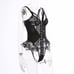 Black Butterfly Ruffle Lace Teddy Bodysuit