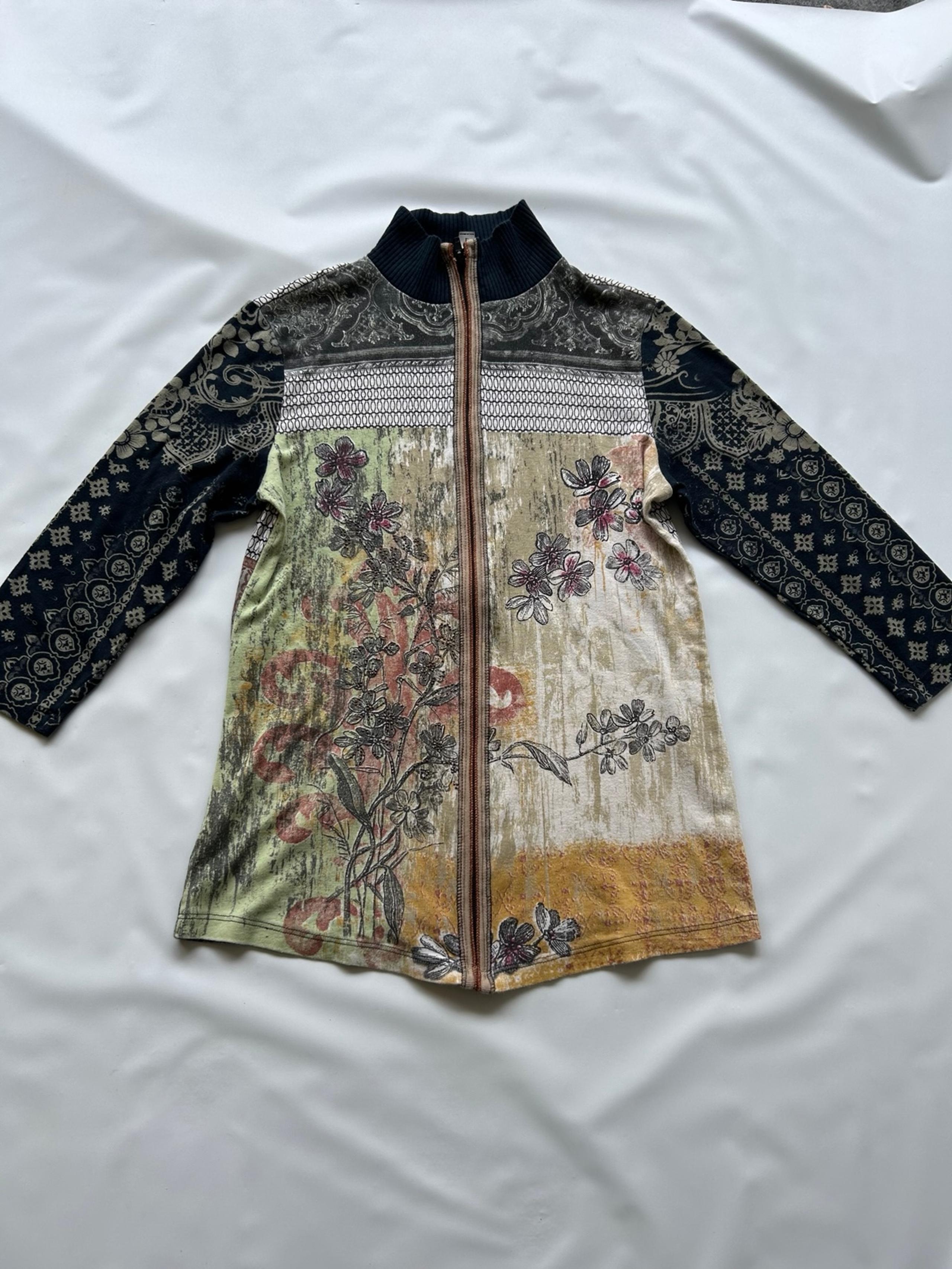 Women’s Vanilla Sugar Zip Up Floral Print 3/4 Sleeve Sweater Jacket L