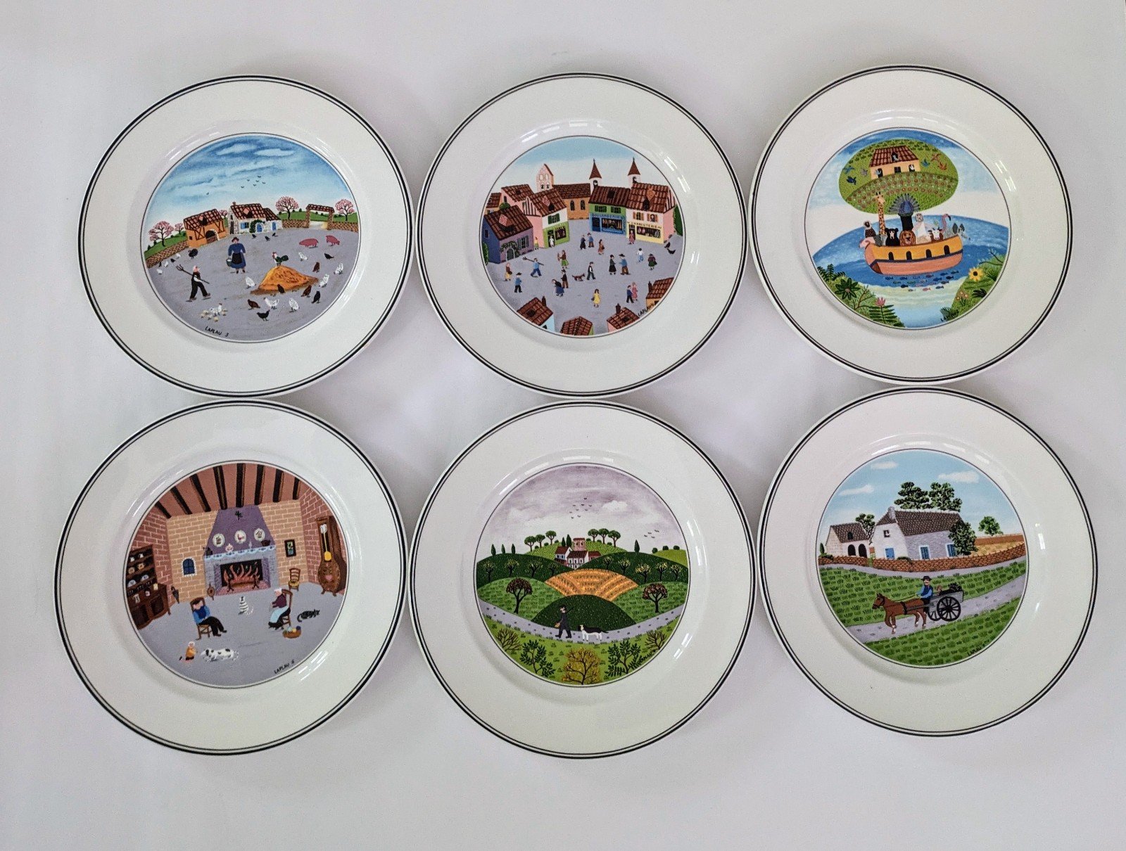 Set of 6 Villeroy & Boch DESIGN NAIF Salad Plates 8.25” Laplau ( GERMANY )