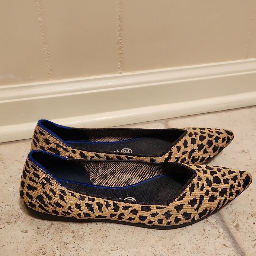 Rothy's The Point Leopard-Print Ballet Flats w/ Pointy Toes Size 9