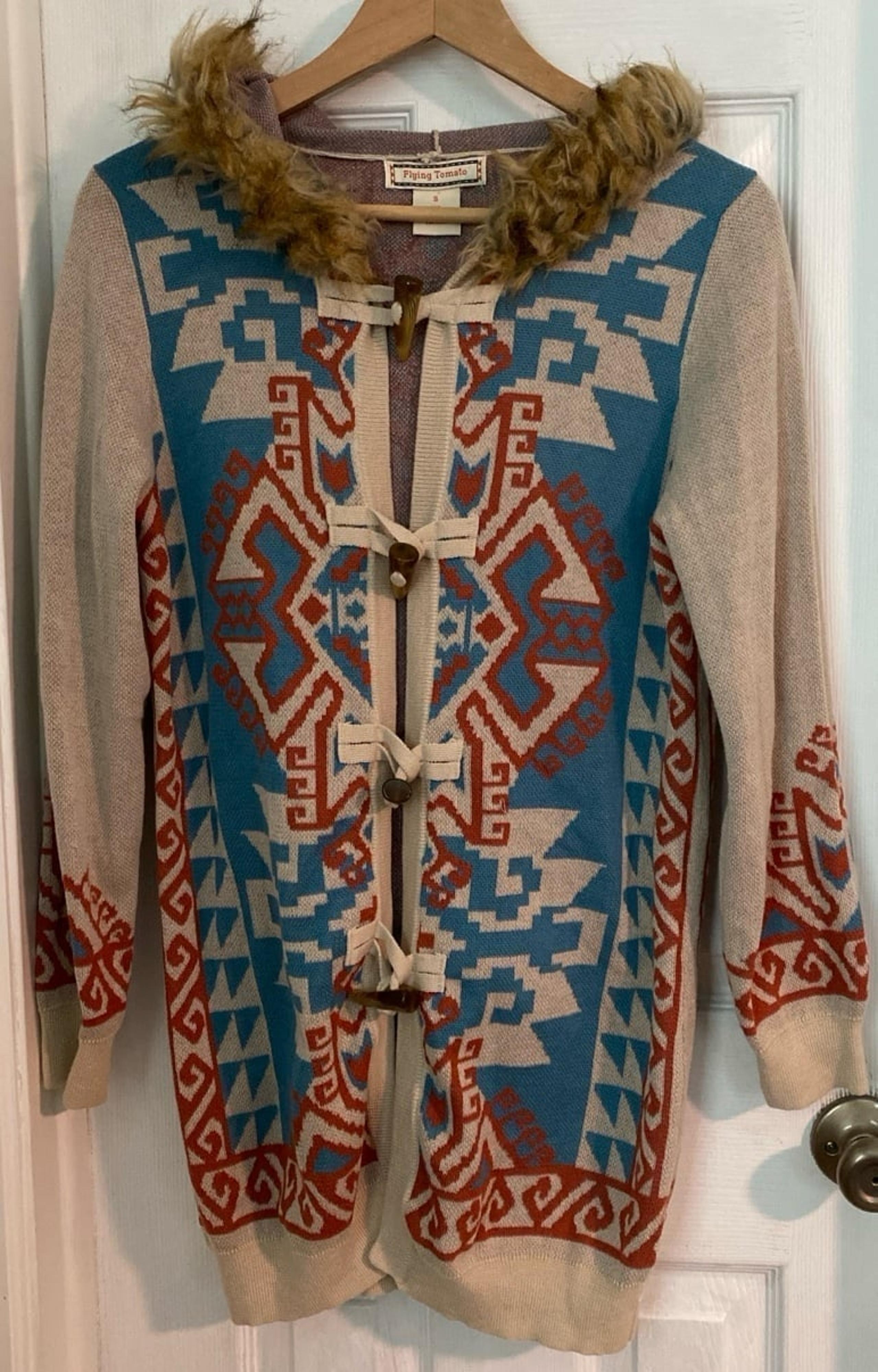 Women’s Retro Vintage Style Hooded Fur-Lined Cardigan Sweater
