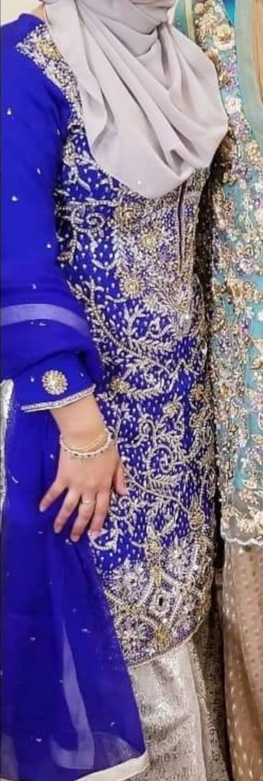 Blue hand work wedding wear 3 piece
