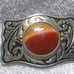 Gold Engraved Western Buckle Yellow Orange Cloudy Stone Center Great Vintage