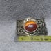 Gold Engraved Western Buckle Yellow Orange Cloudy Stone Center Great Vintage