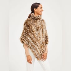 J. McLaughlin wrap Shawl Poncho Faux Fur Brown OS