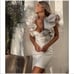 ZARA NEW WOMAN VOLUMINOUS RUFFLED DRESS ECRU Off White ivory XS NWT
