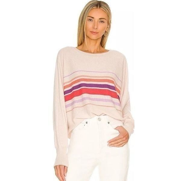 Sundry Striped Cashmere Blend Lightweight Sweater 3=L