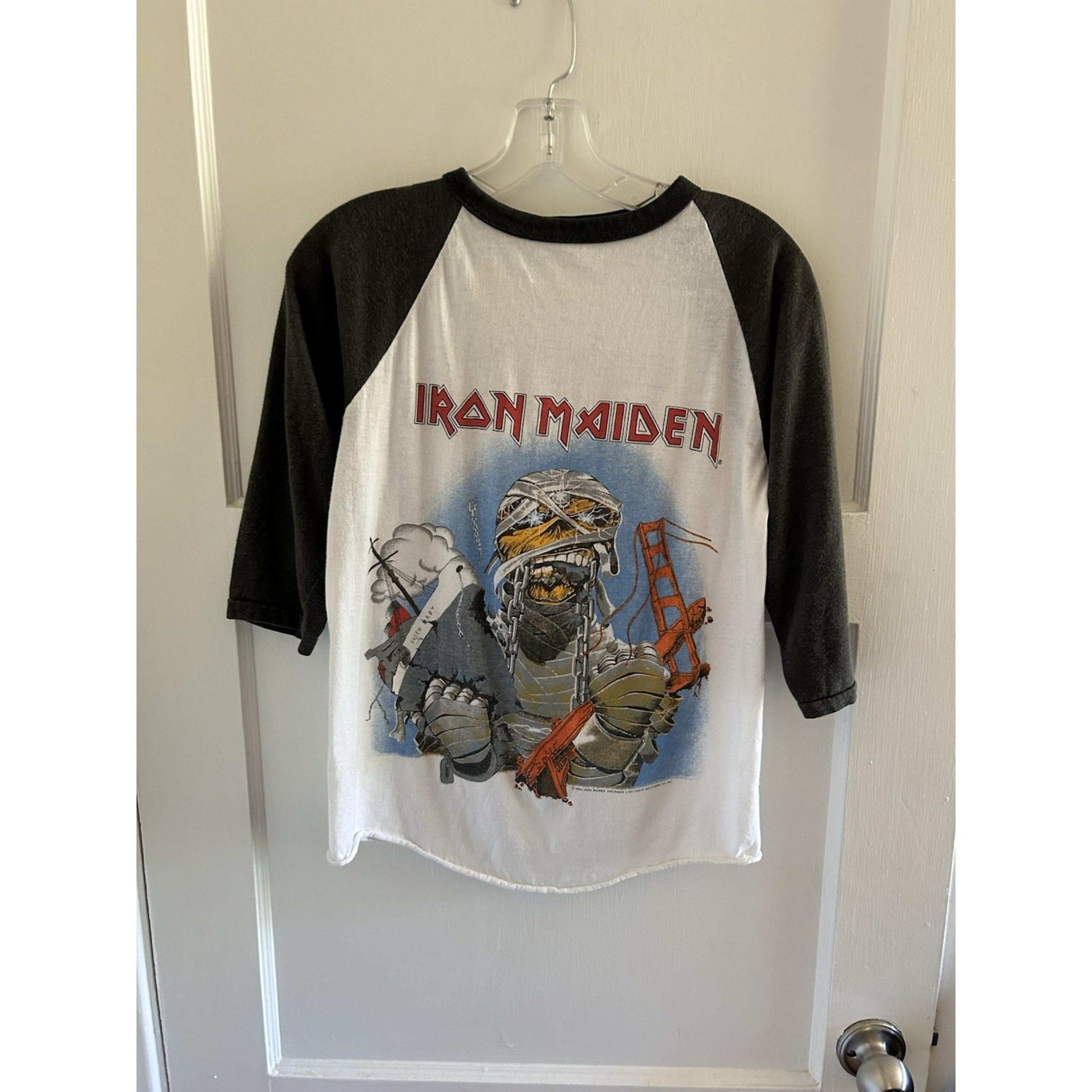 RARE Vintage 1985 Iron Maiden California Invasion Shirt Medium M CLEAN VTG Shirt
