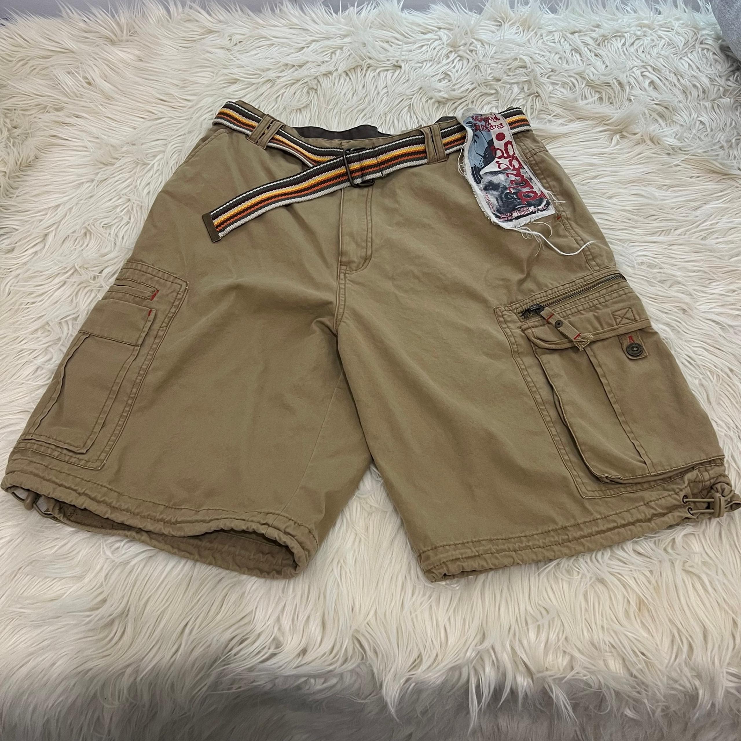 Y2K Soul Surfing Plugg Chunky Cargo Shorts Wide Leg Skater Men’s Size 34 x 11