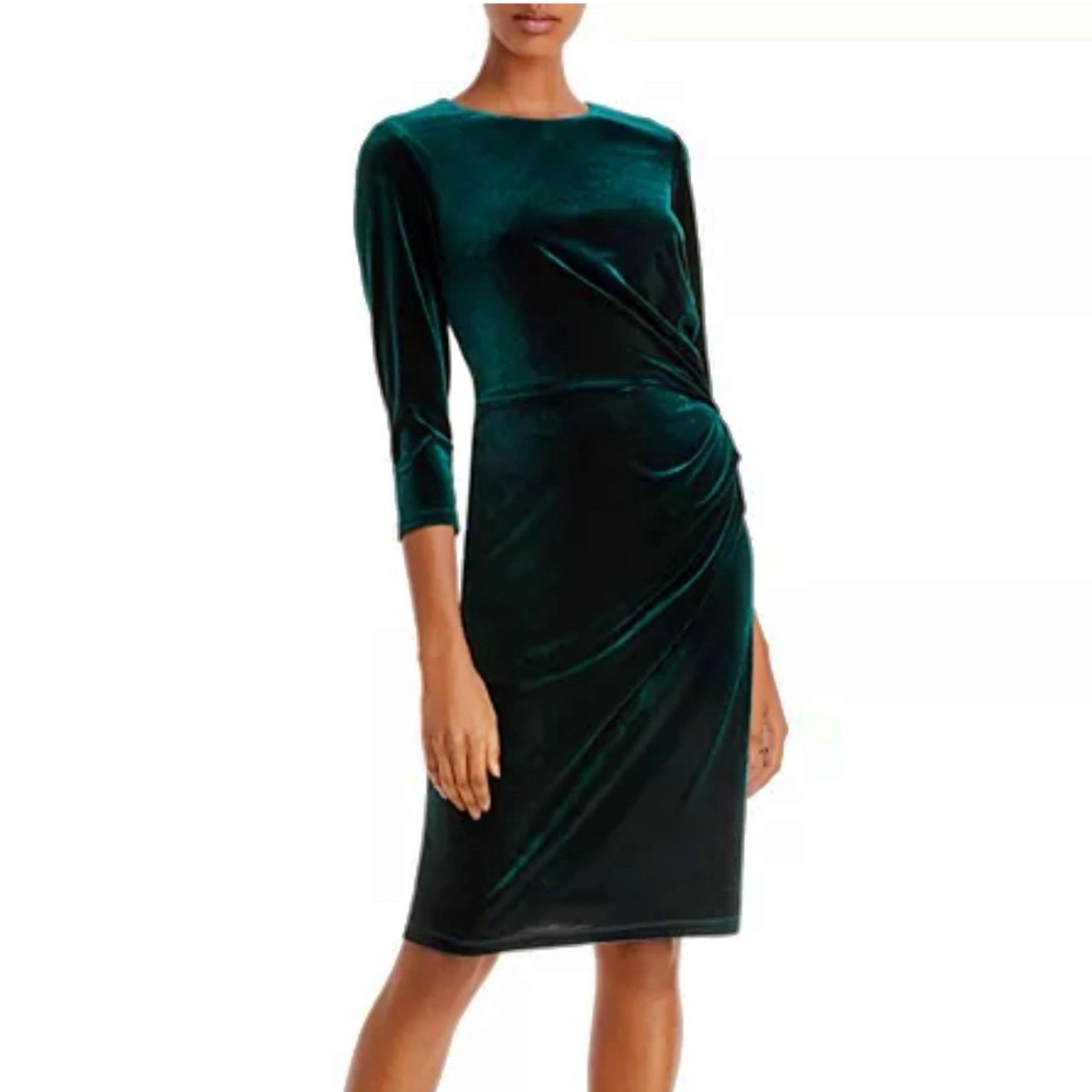 Eliza J Green Velvet Sheath Dress Size 6