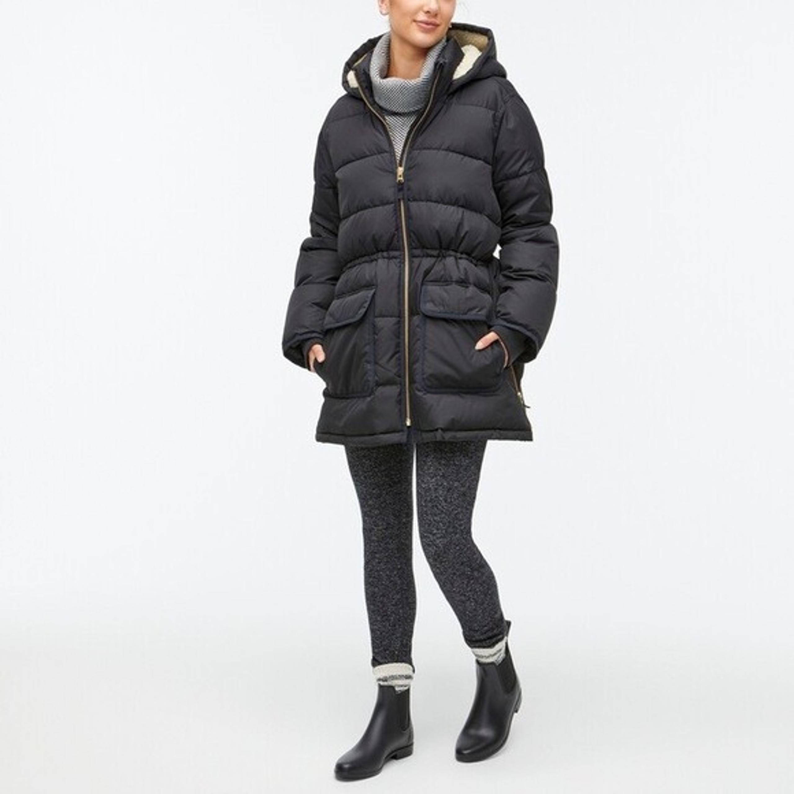 J Crew Factory Vail Puffer Coat in Black Women's XS NWOT
