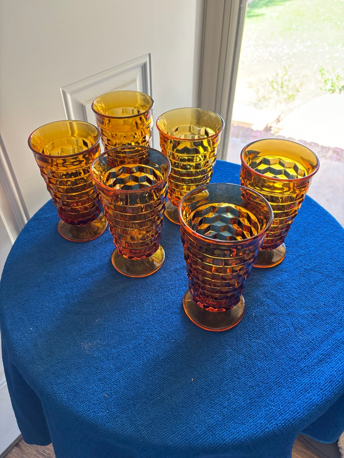 Indiana Colony VINTAGE Amber Whitehall Golden Cube pattern