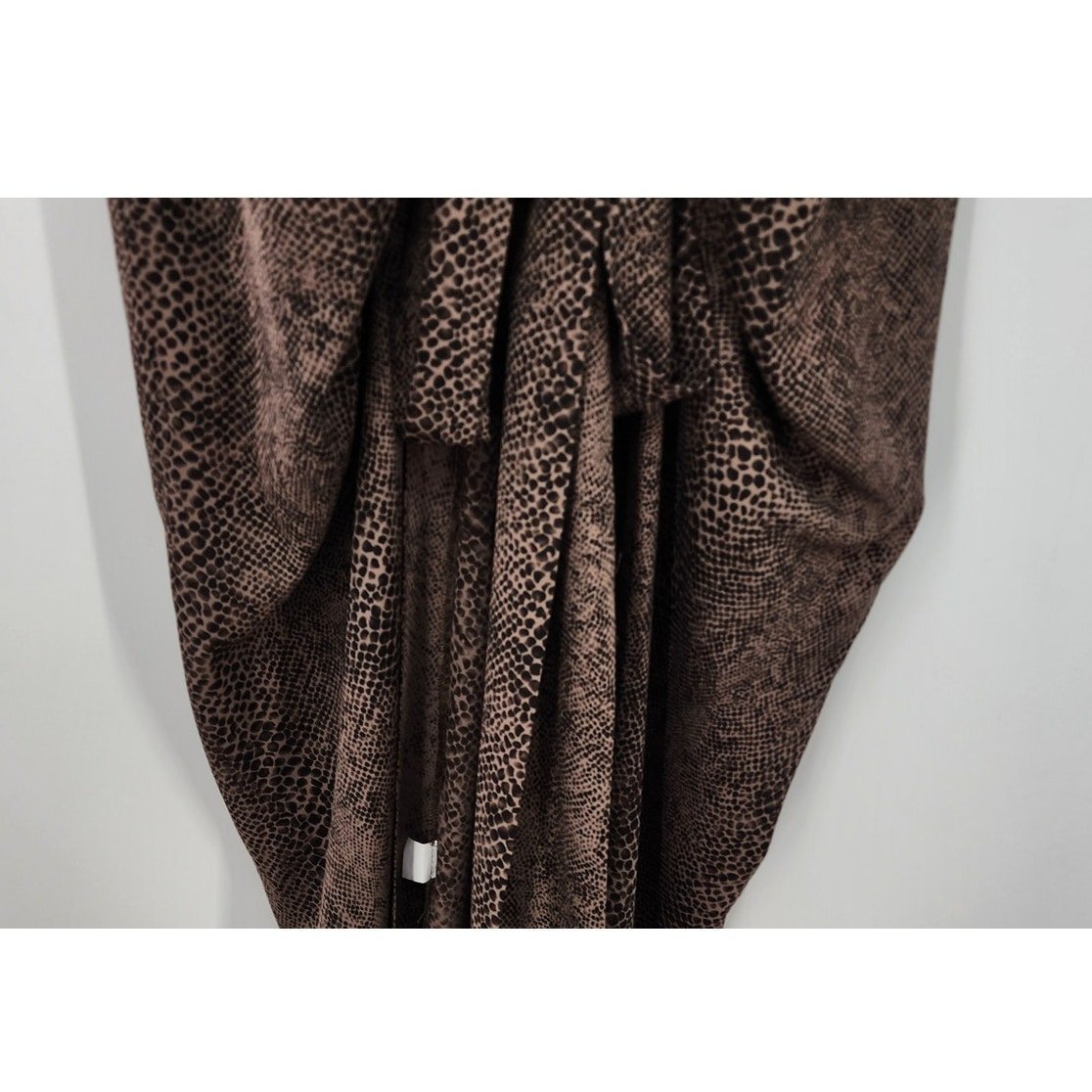 BLUZAT Vest Viscose Snakeskin Wrap Cardigan Duster Tie Belt Brown Wrap Dress