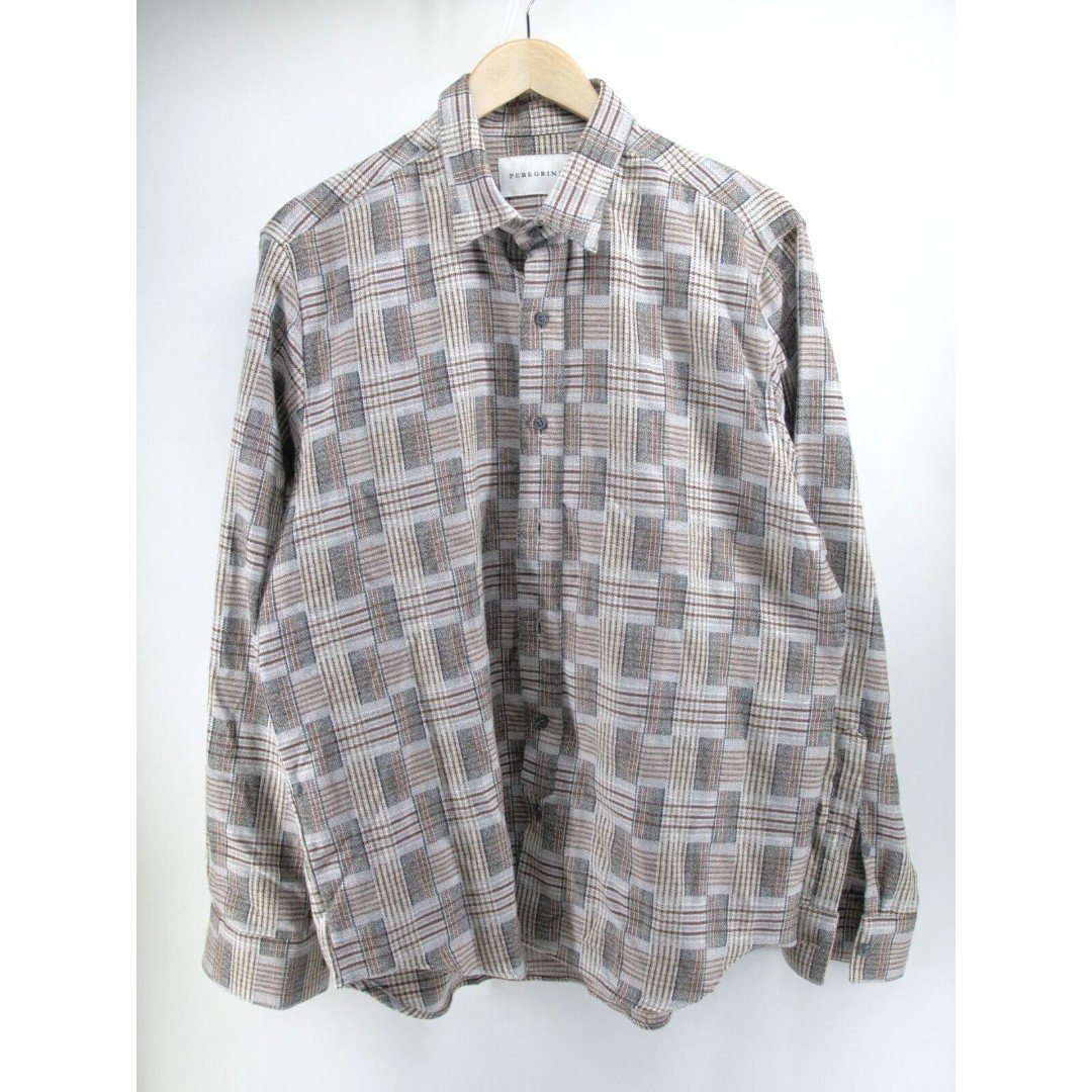 PEREGRINE Farley Check Brushed Cotton Button Up Shirt Large