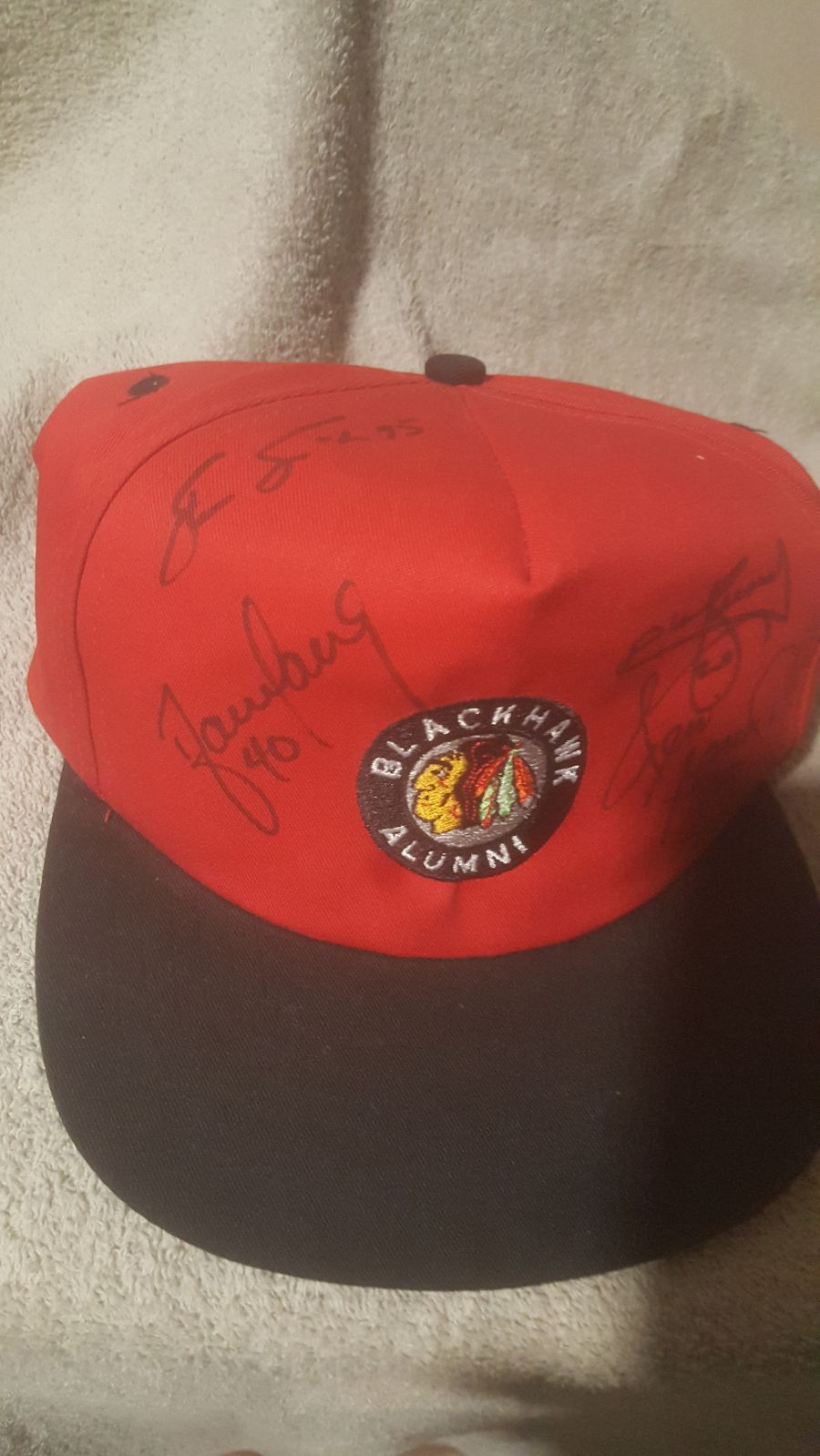 Red Chicago Blackhawks signed alumni hat