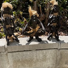 Hand carved wooden primitive family set from Bali-9x7/12x4 inches
