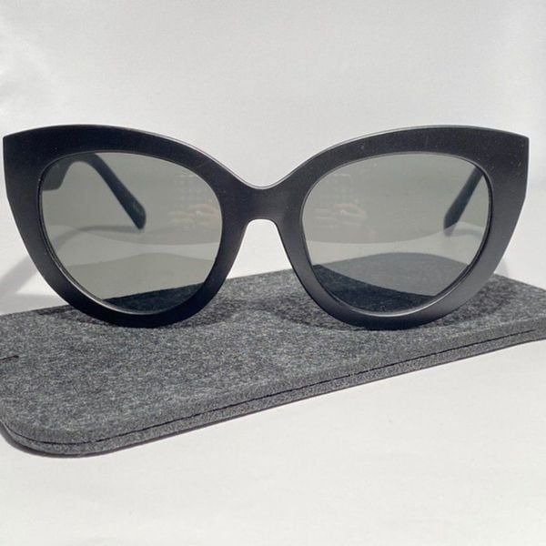 Oversized Round Cateye Sunglasses Matt Black New