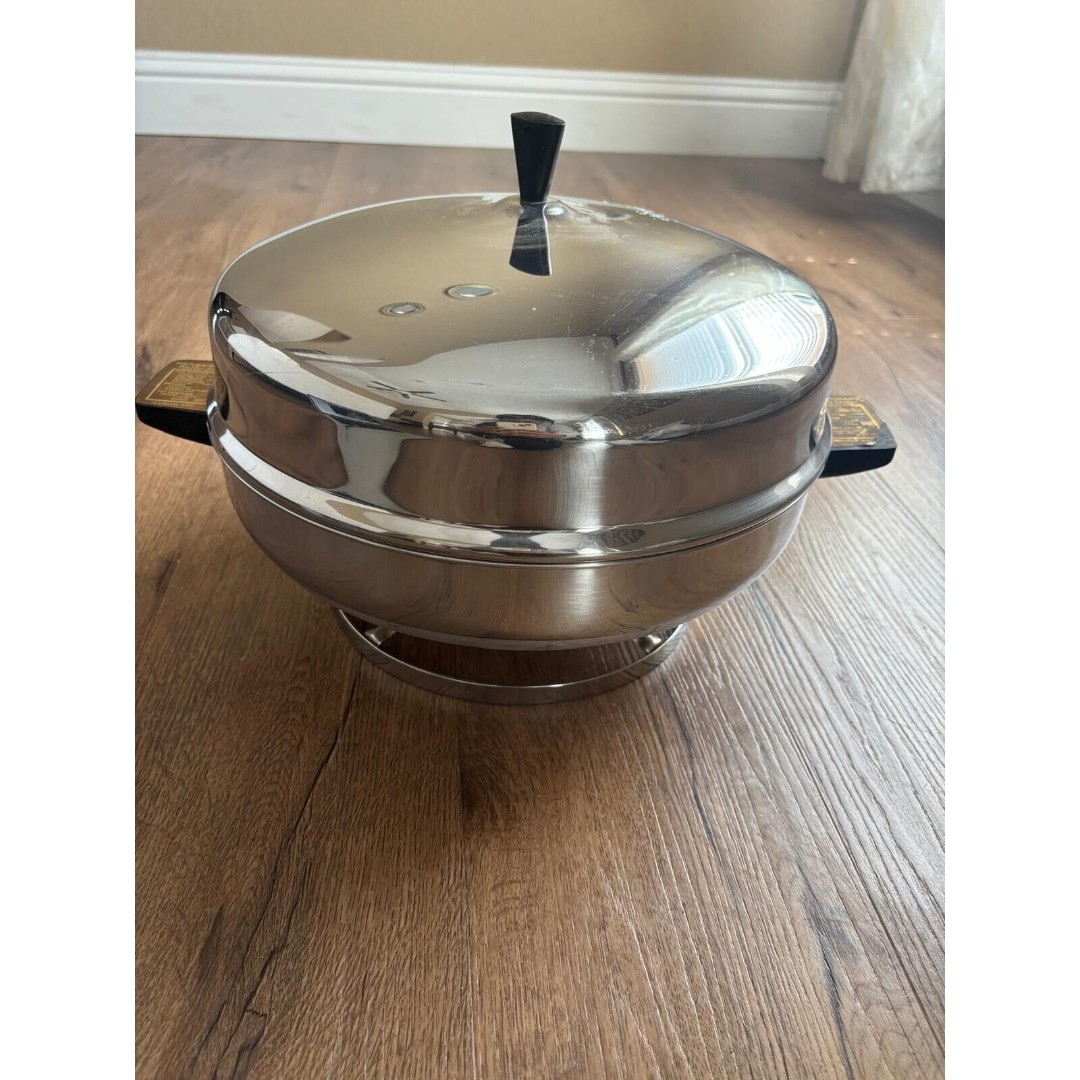 Farberware Electric Skillet Model 335A Fry Pan Dome Lid Steam Tray Stainless 12