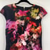 Ted Baker Catina Floral Print Midi Sheath Pencil Bodycon Dress Stretchy Black 8