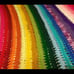 handmade striped crochet rainbow blanket