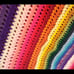 handmade striped crochet rainbow blanket