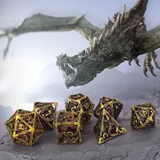 Metal DND Dice Set with Gift Box 7 PCS Steampunk Dungeon Dragons RPG MTG Pathfin