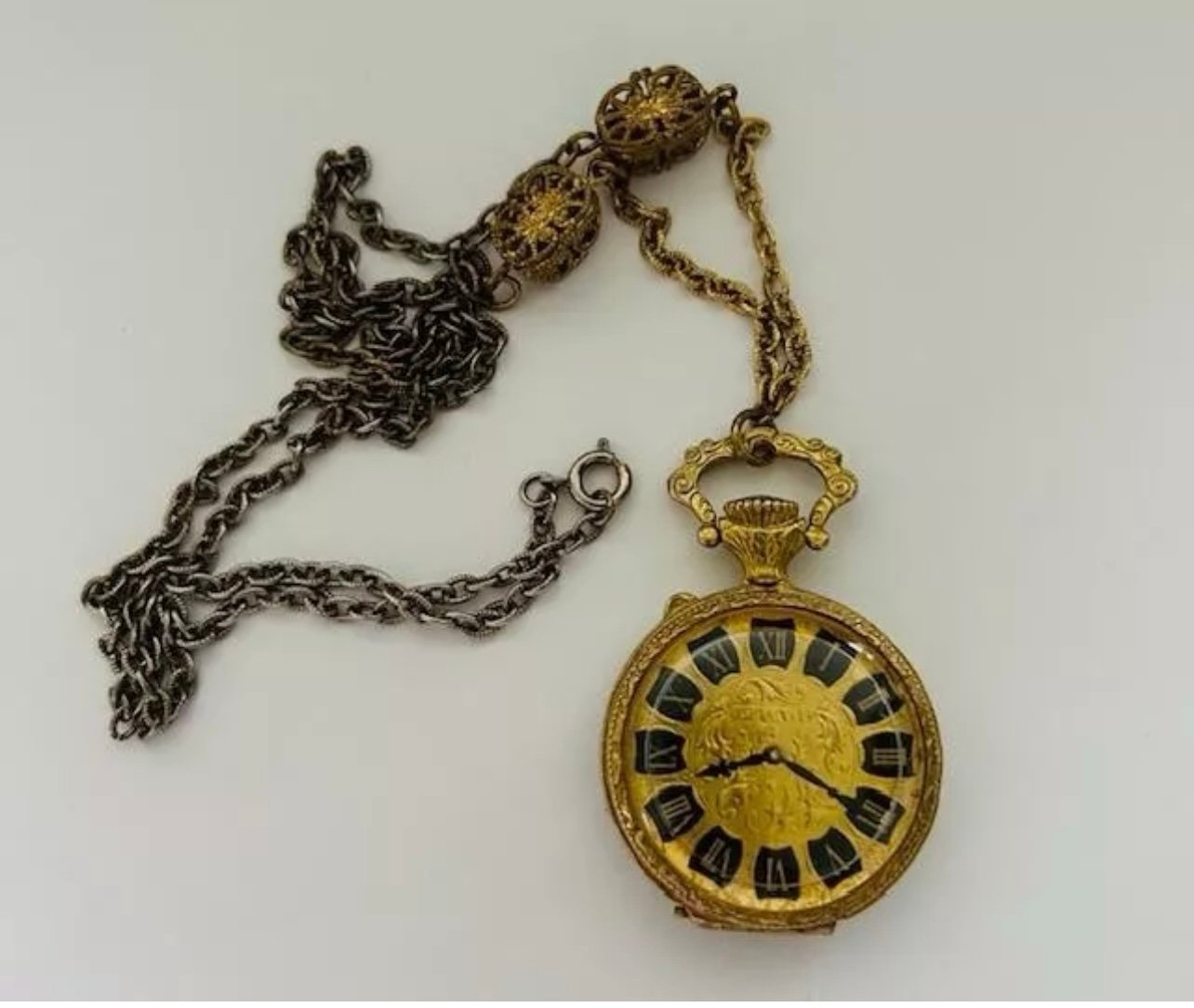 1974 Estee Lauder “Pocket Watch Pendant” Solid Perfume Compact