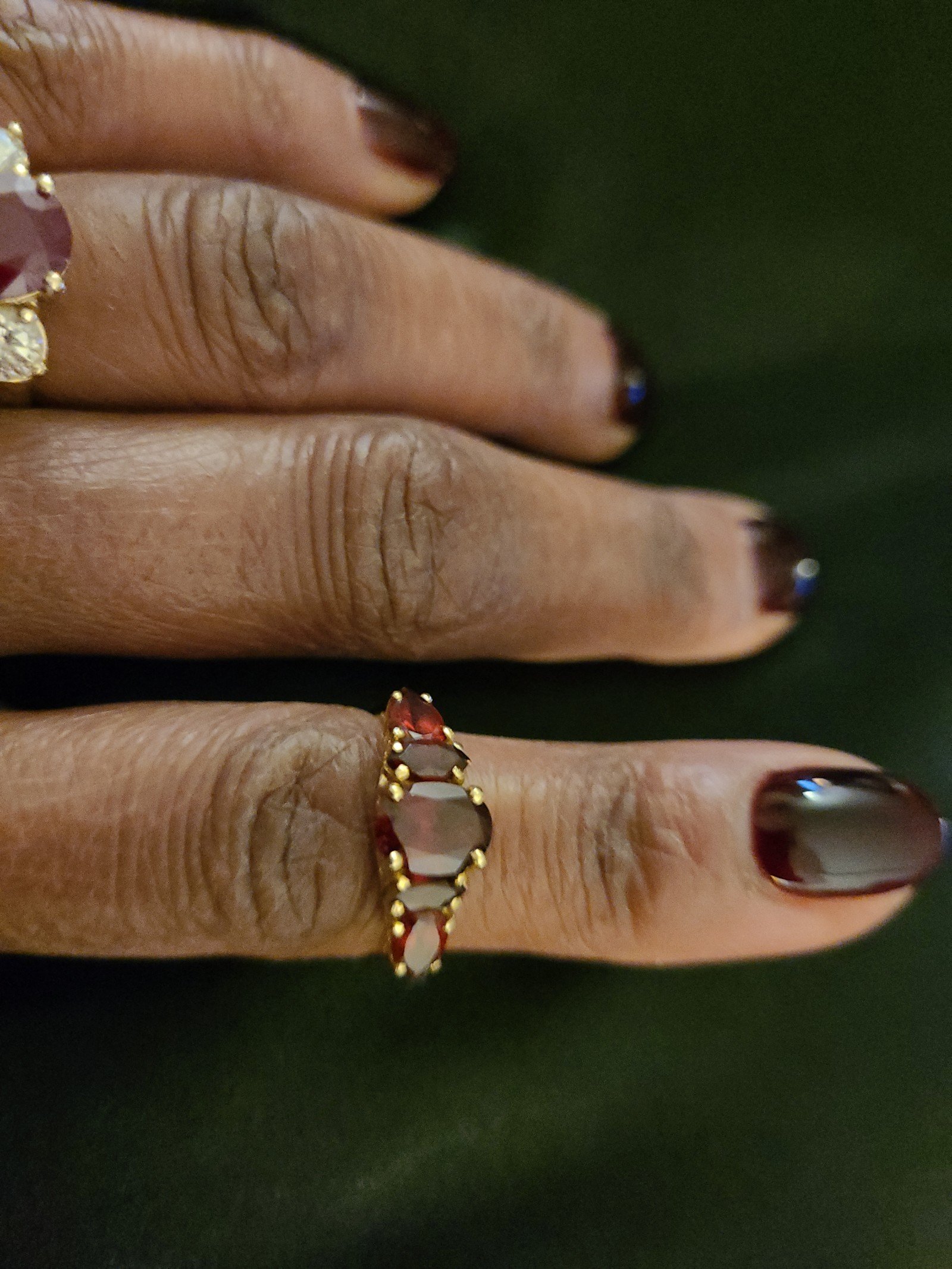 5 Stone Vintage Garnet Ring