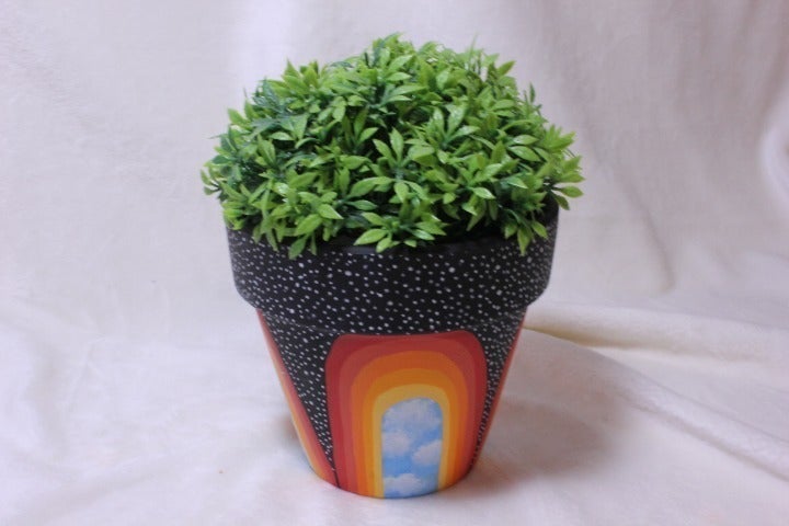 Handpainted flowerpot Space Rainbow