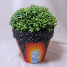 Handpainted flowerpot Space Rainbow