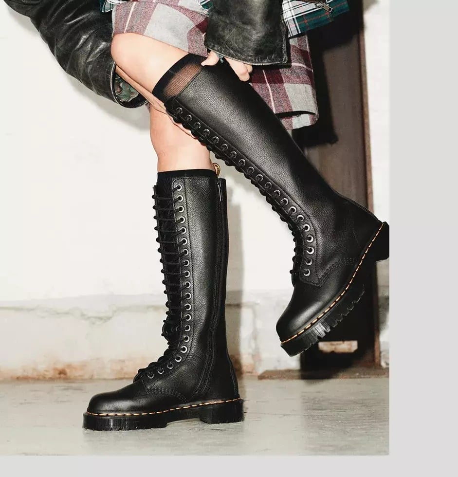 US W 6~DR MARTENS 1B60 LEATHER VIRGINIA KNEE HIGH BOOTS MSRP280 SOFT COMFORTABL