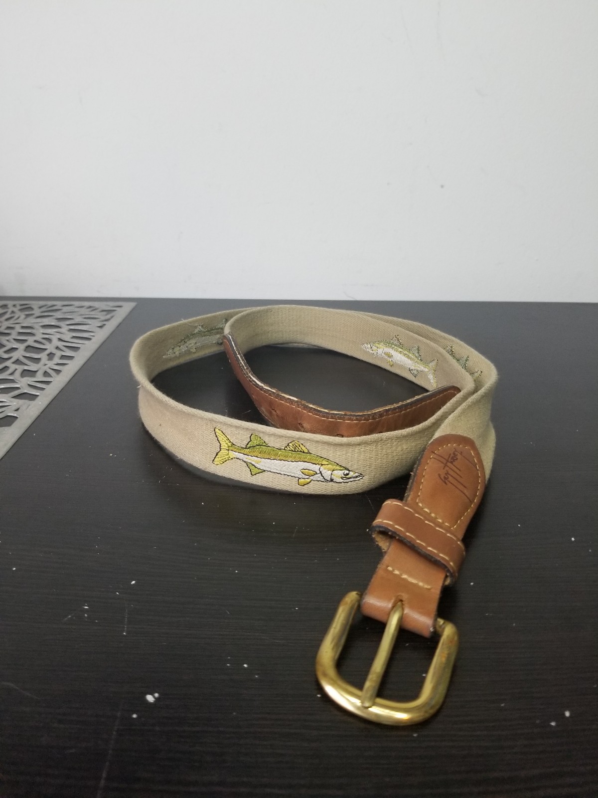 Guy Harvey Common Snook Fish Embroidered Belt Made In USA SZ.44