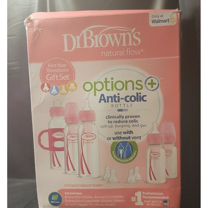 Dr. Brown's Natural Flow Options + Anti-colic Bottle Gift Set PINK S7RCT-NO