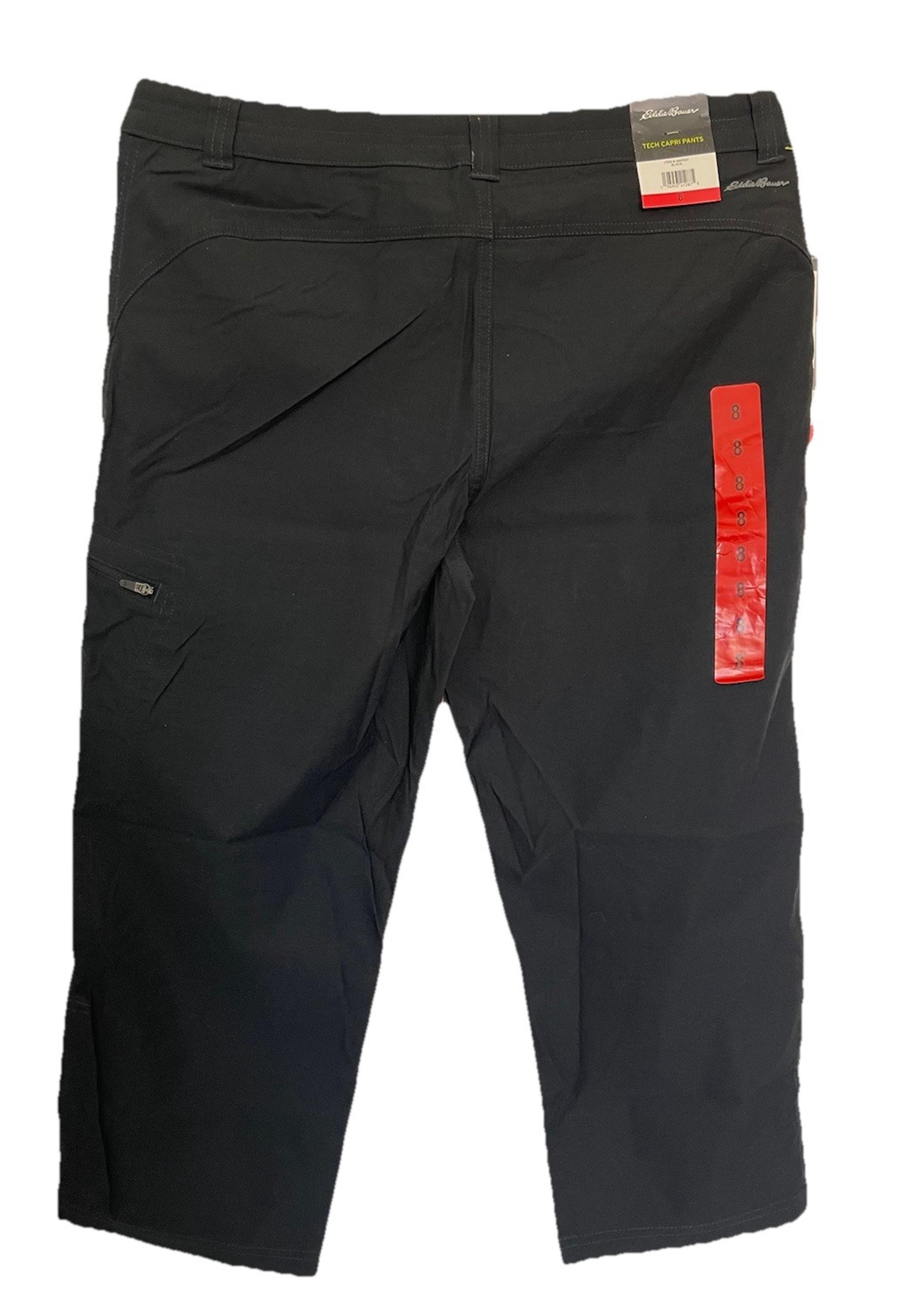 Eddie Bauer Tech Capri Pants Black Sz 8 With Pockets New With Tag